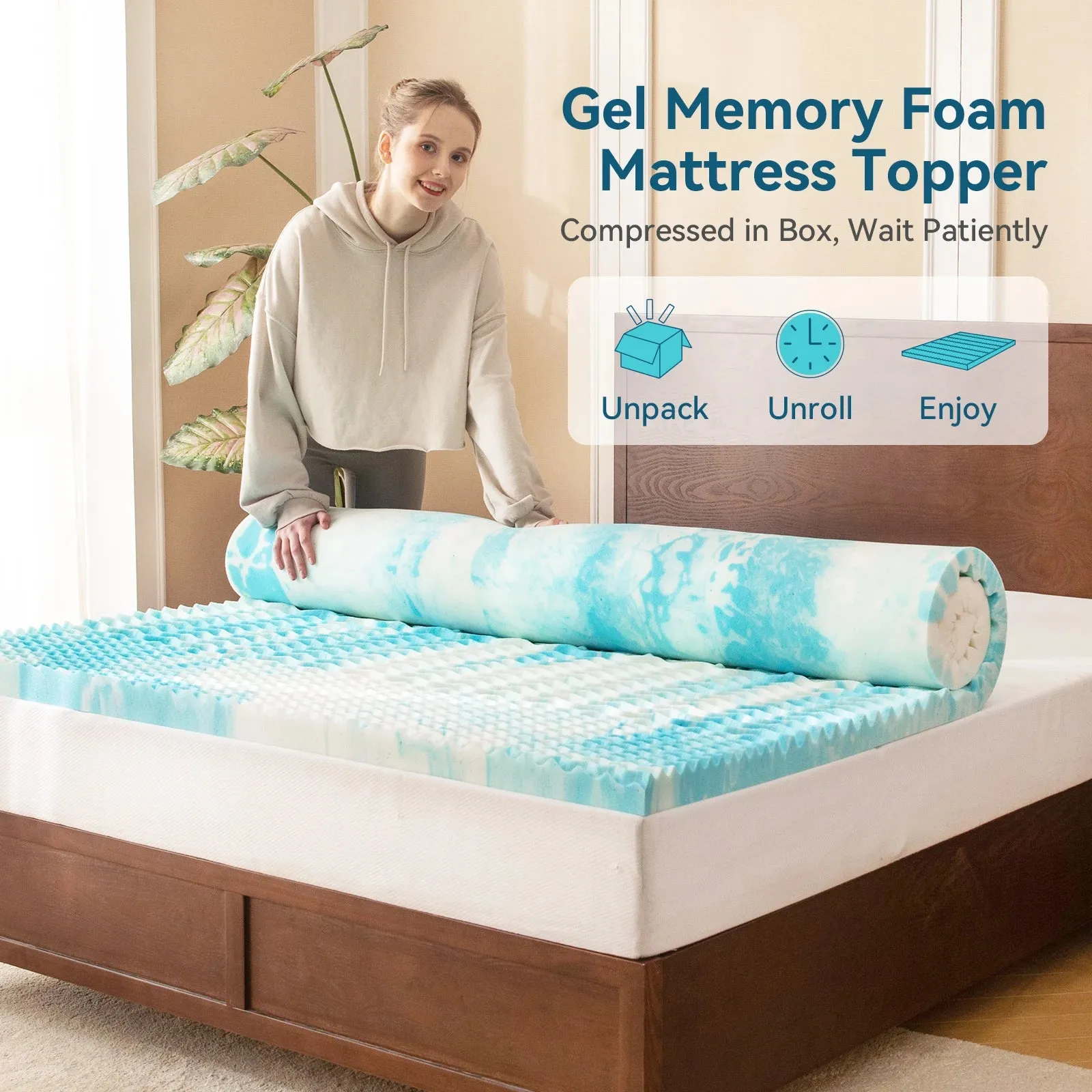 5-Zone Cooling Gel Memory Foam Mattress Topper