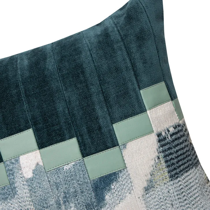 Abstract Teal and Beige Throw Cushion