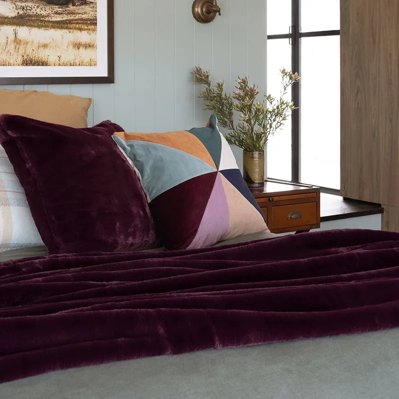 Bambury Frida Faux Fur Plum Throw