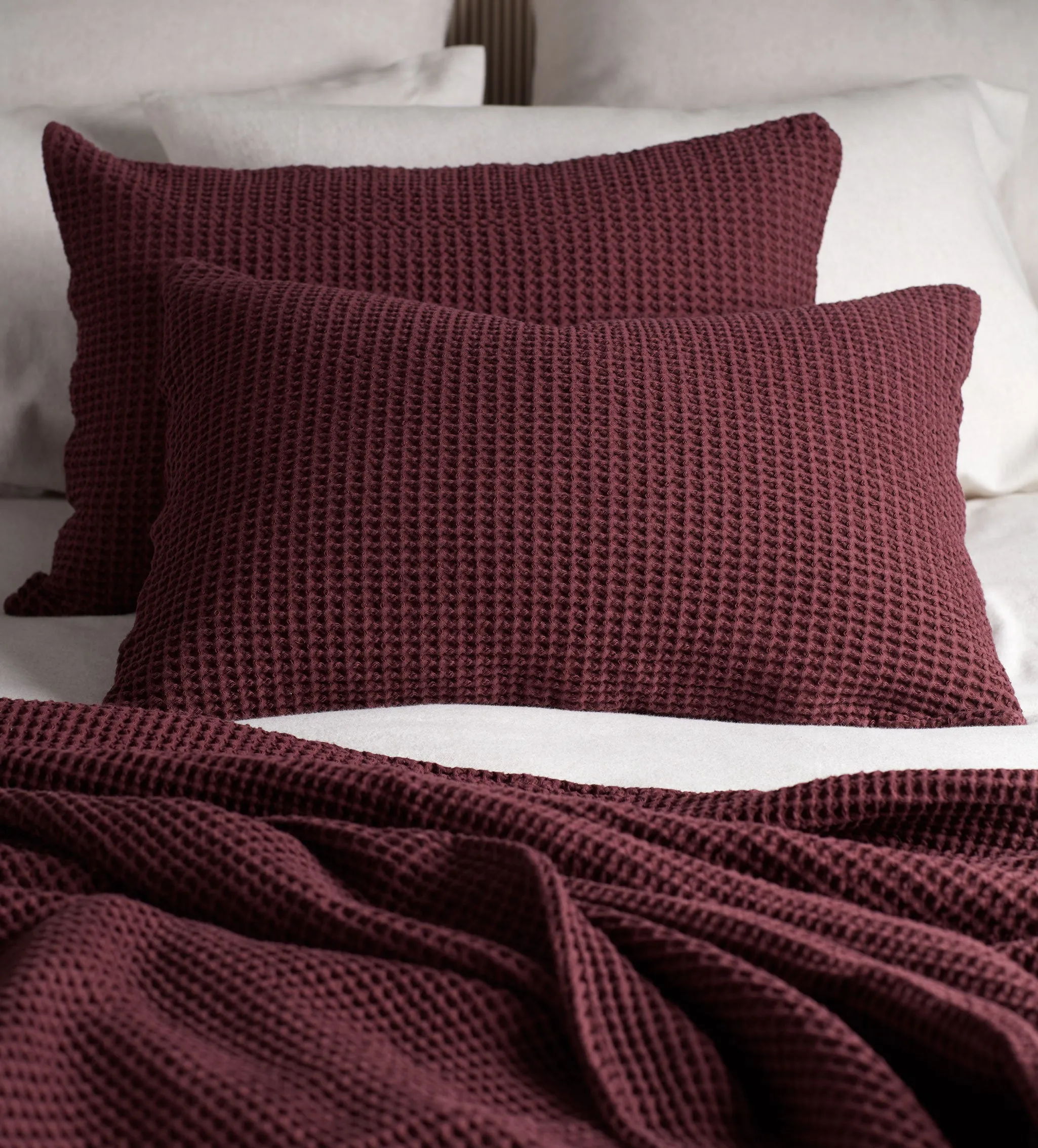 Beetroot Big Waffle 100% Cotton Throw