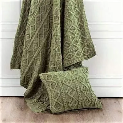 Cable Knit Throw Pillow in Sage