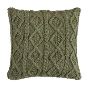 Cable Knit Throw Pillow in Sage