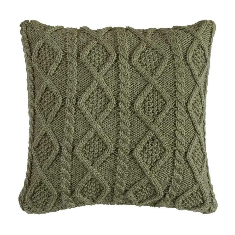 Cable Knit Throw Pillow in Sage
