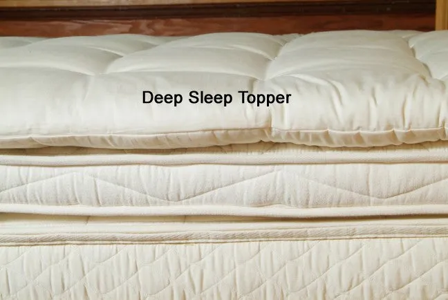 Deep Sleep Quilted Mattress Topper 100% Eco-Wool covered in Organic Cotton