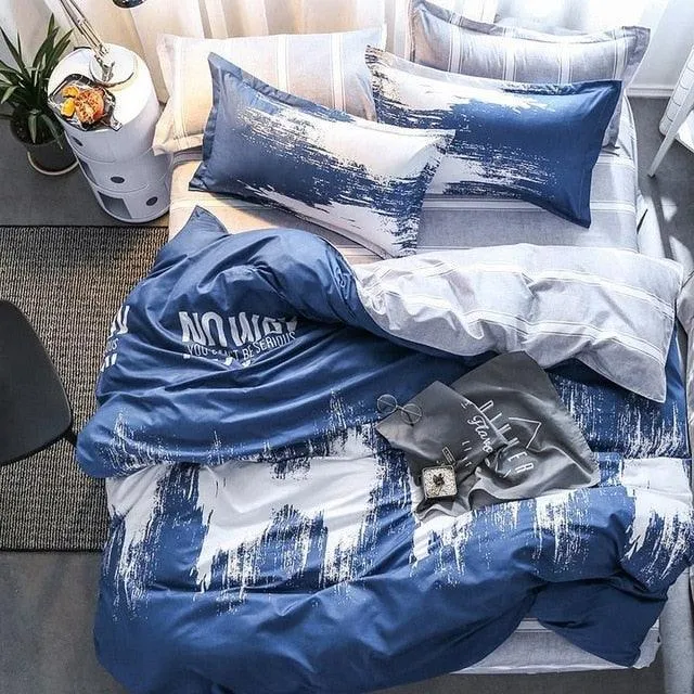 Deluxe 4-Piece Luxurious Printed Bedding Set with Cozy Pillowcases - Elegant Sleep Collection