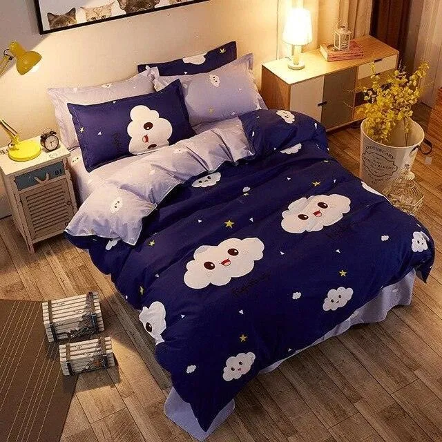 Deluxe 4-Piece Luxurious Printed Bedding Set with Cozy Pillowcases - Elegant Sleep Collection