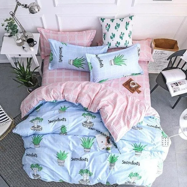 Deluxe 4-Piece Luxurious Printed Bedding Set with Cozy Pillowcases - Elegant Sleep Collection