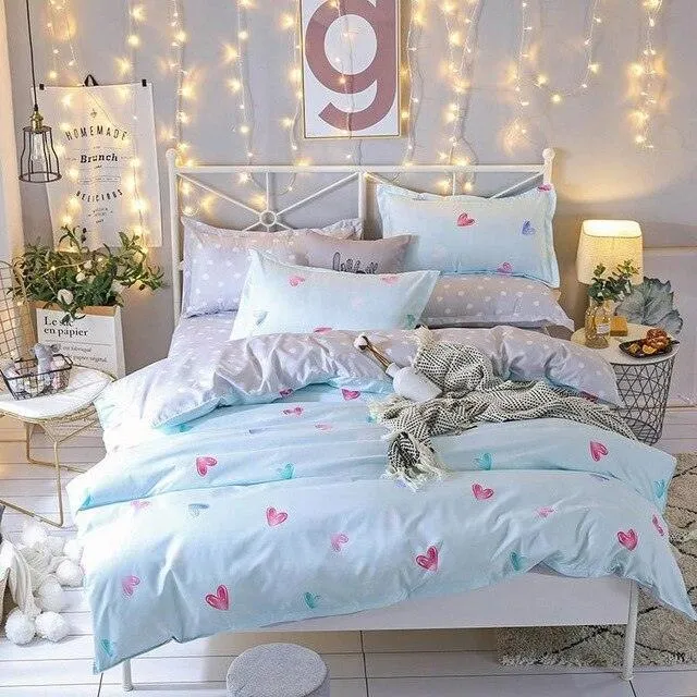Deluxe 4-Piece Luxurious Printed Bedding Set with Cozy Pillowcases - Elegant Sleep Collection