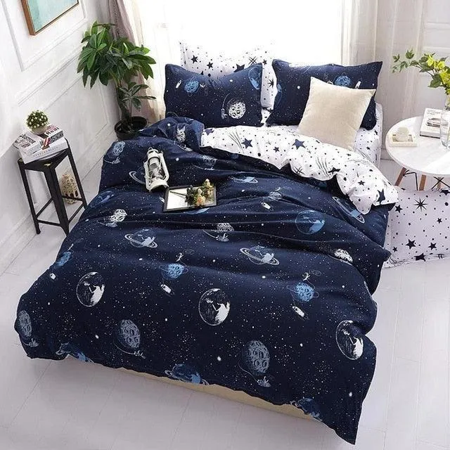 Deluxe 4-Piece Luxurious Printed Bedding Set with Cozy Pillowcases - Elegant Sleep Collection
