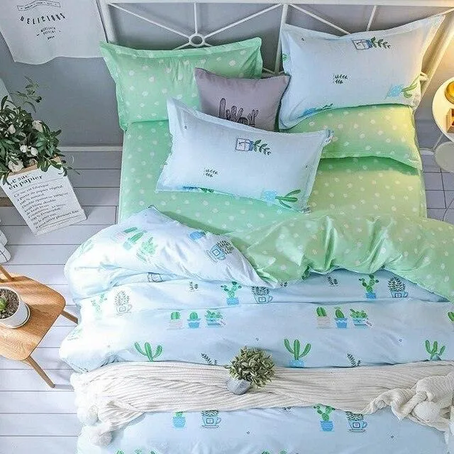 Deluxe 4-Piece Luxurious Printed Bedding Set with Cozy Pillowcases - Elegant Sleep Collection