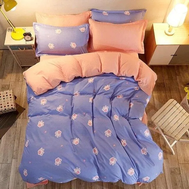Deluxe 4-Piece Luxurious Printed Bedding Set with Cozy Pillowcases - Elegant Sleep Collection