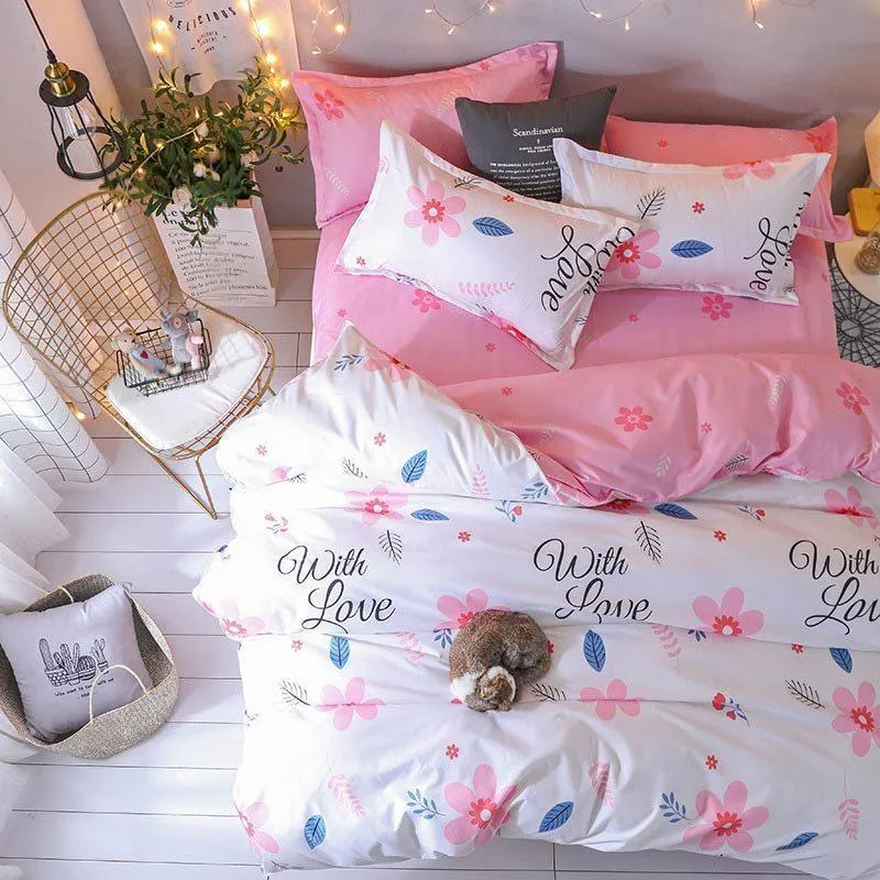 Deluxe 4-Piece Luxurious Printed Bedding Set with Cozy Pillowcases - Elegant Sleep Collection