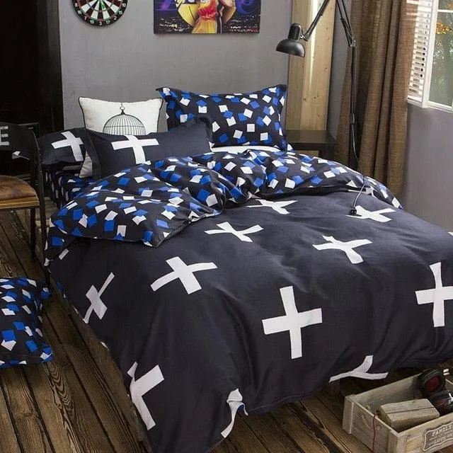 Deluxe 4-Piece Luxurious Printed Bedding Set with Cozy Pillowcases - Elegant Sleep Collection