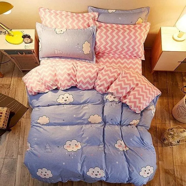 Deluxe 4-Piece Luxurious Printed Bedding Set with Cozy Pillowcases - Elegant Sleep Collection