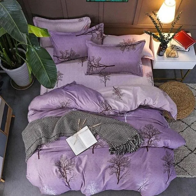 Deluxe 4-Piece Luxurious Printed Bedding Set with Cozy Pillowcases - Elegant Sleep Collection