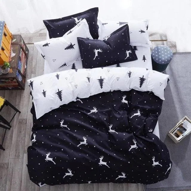 Deluxe 4-Piece Luxurious Printed Bedding Set with Cozy Pillowcases - Elegant Sleep Collection