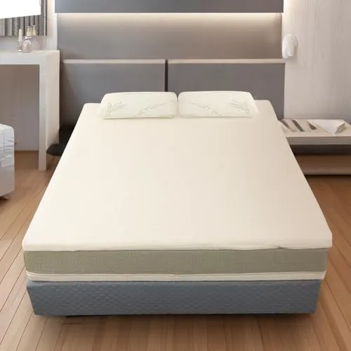 Dreamveda Certified 100% Natural Latex Mattress Topper Single Size with GOTS Organic Fabric, Pincore Holes | 65 Density Soft Mattresses Padding for Comfortable Sleep (78x36x2 Inches)