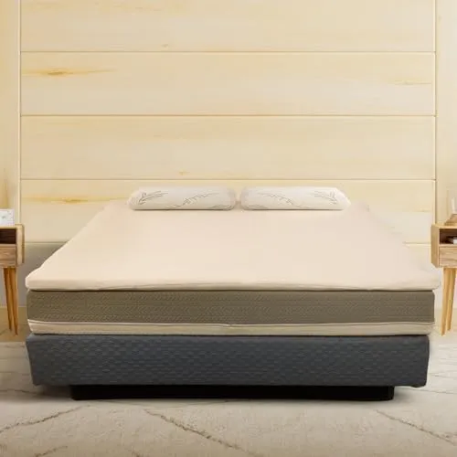 Dreamveda Certified 100% Natural Latex Mattress Topper Single Size with GOTS Organic Fabric, Pincore Holes | 65 Density Soft Mattresses Padding for Comfortable Sleep (78x36x2 Inches)