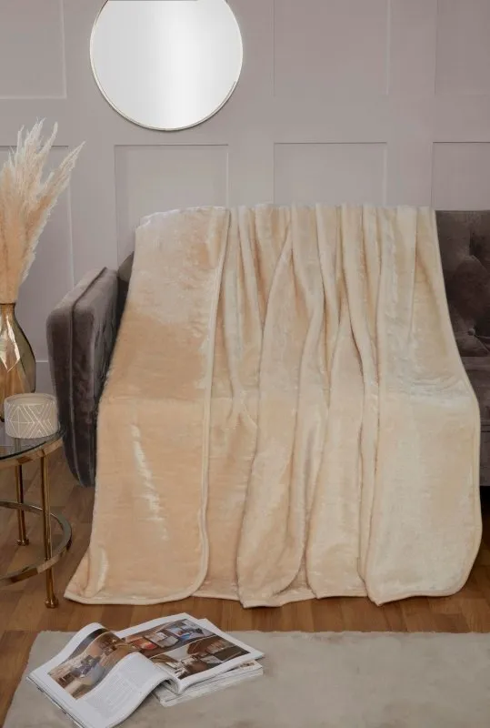 Large Luxury Mink Throw Ribbed and Plain Blanket Warm Fleece Double King