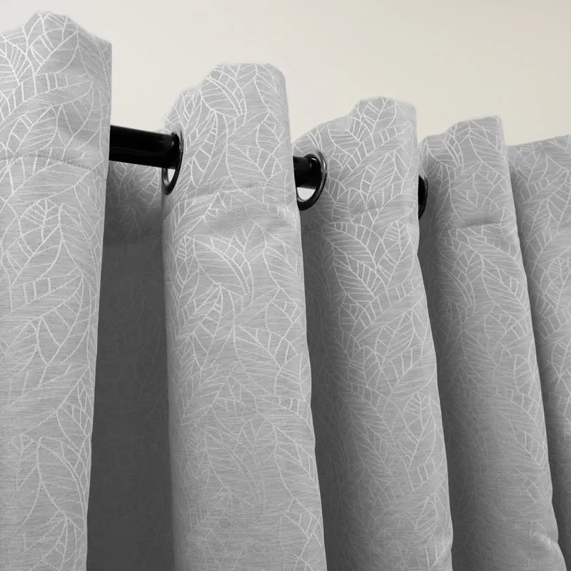 Leaf Design Lined Eyelet Curtain - Fossil