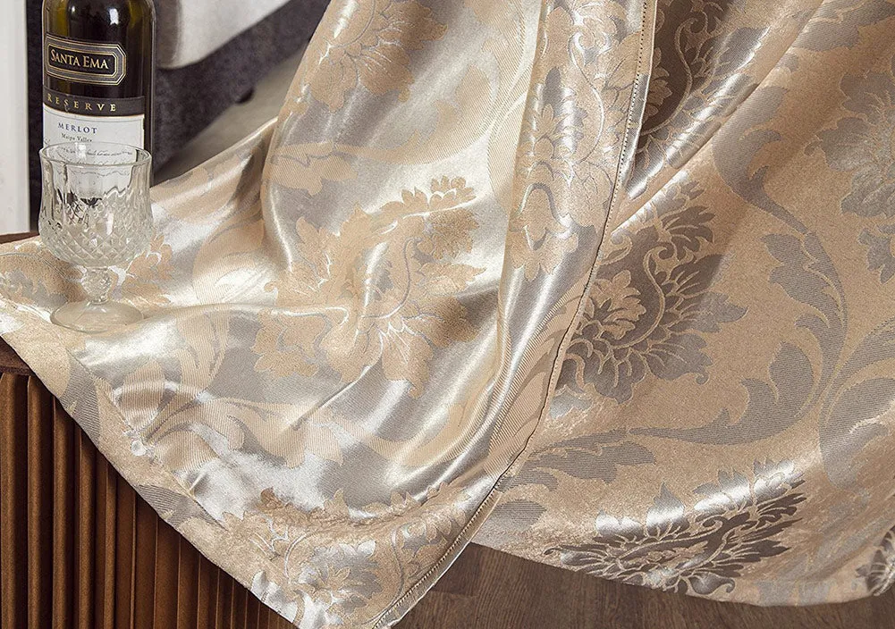 Marabella Jacquard 8 Grommet Room-Darkening Panel, Beige, 54x84 Inches