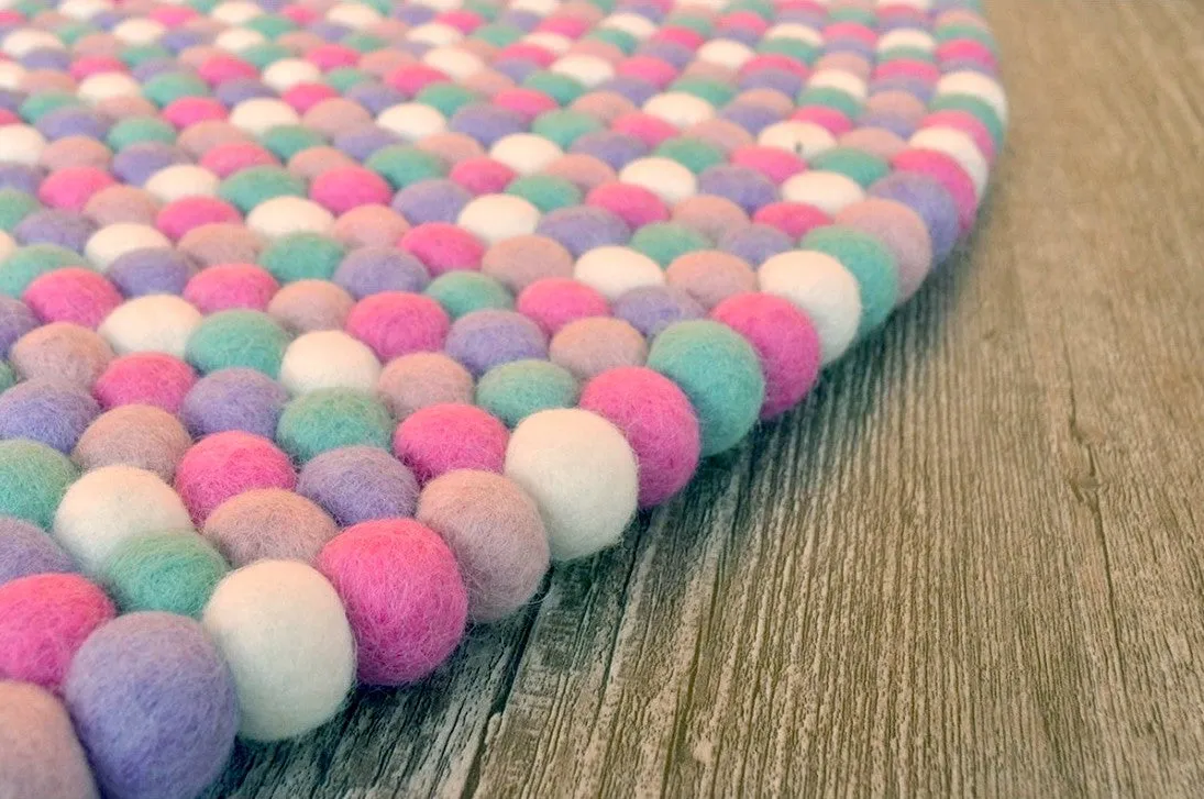 Pink & Mauve Felt Ball Rug
