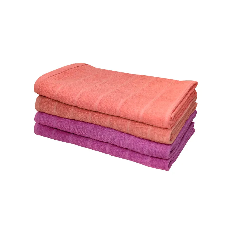 Sarda Bath Towel (Peach & Purple) - Set Of Four