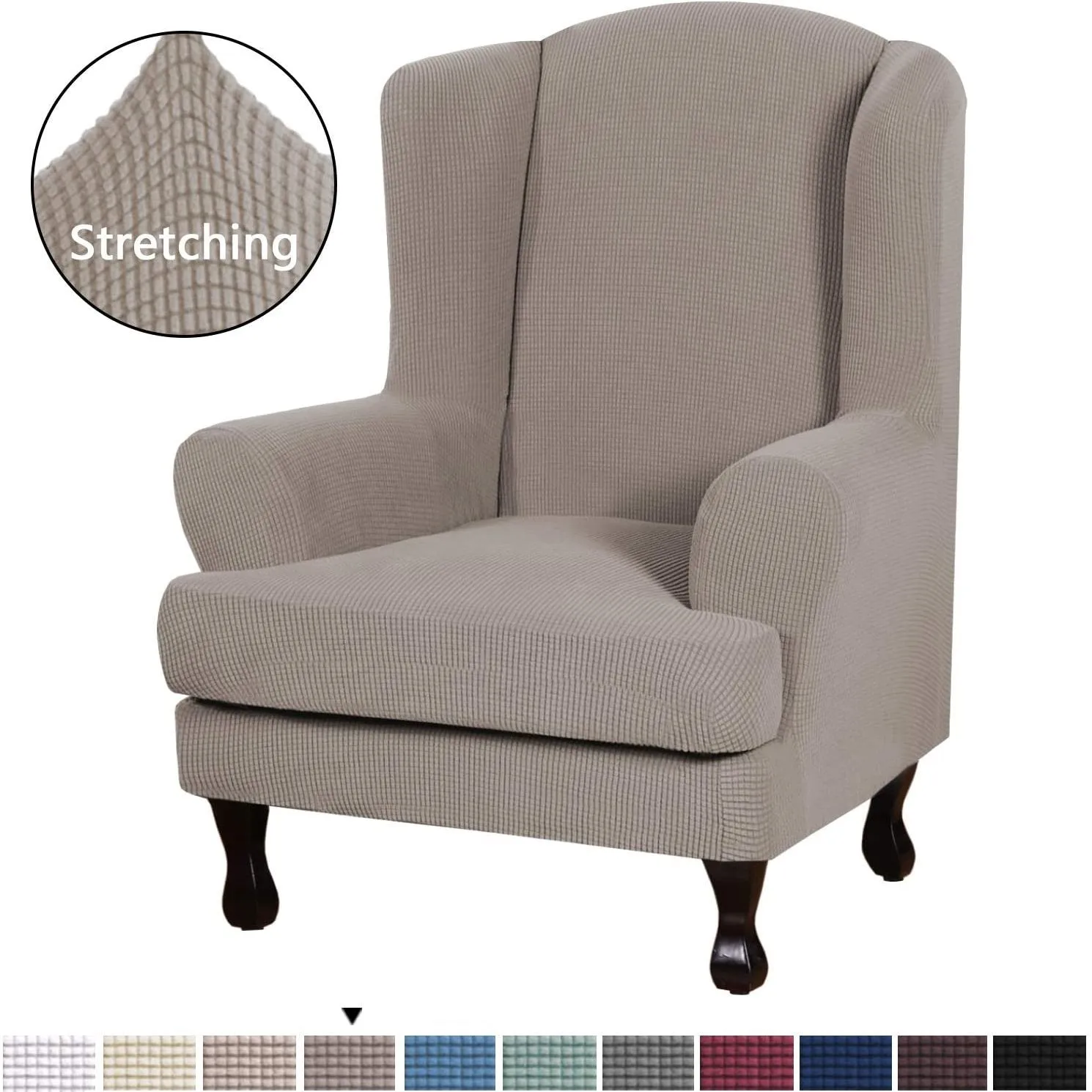 Split Stretch Wing Back Armchair Slipcovers (2 Pieces)