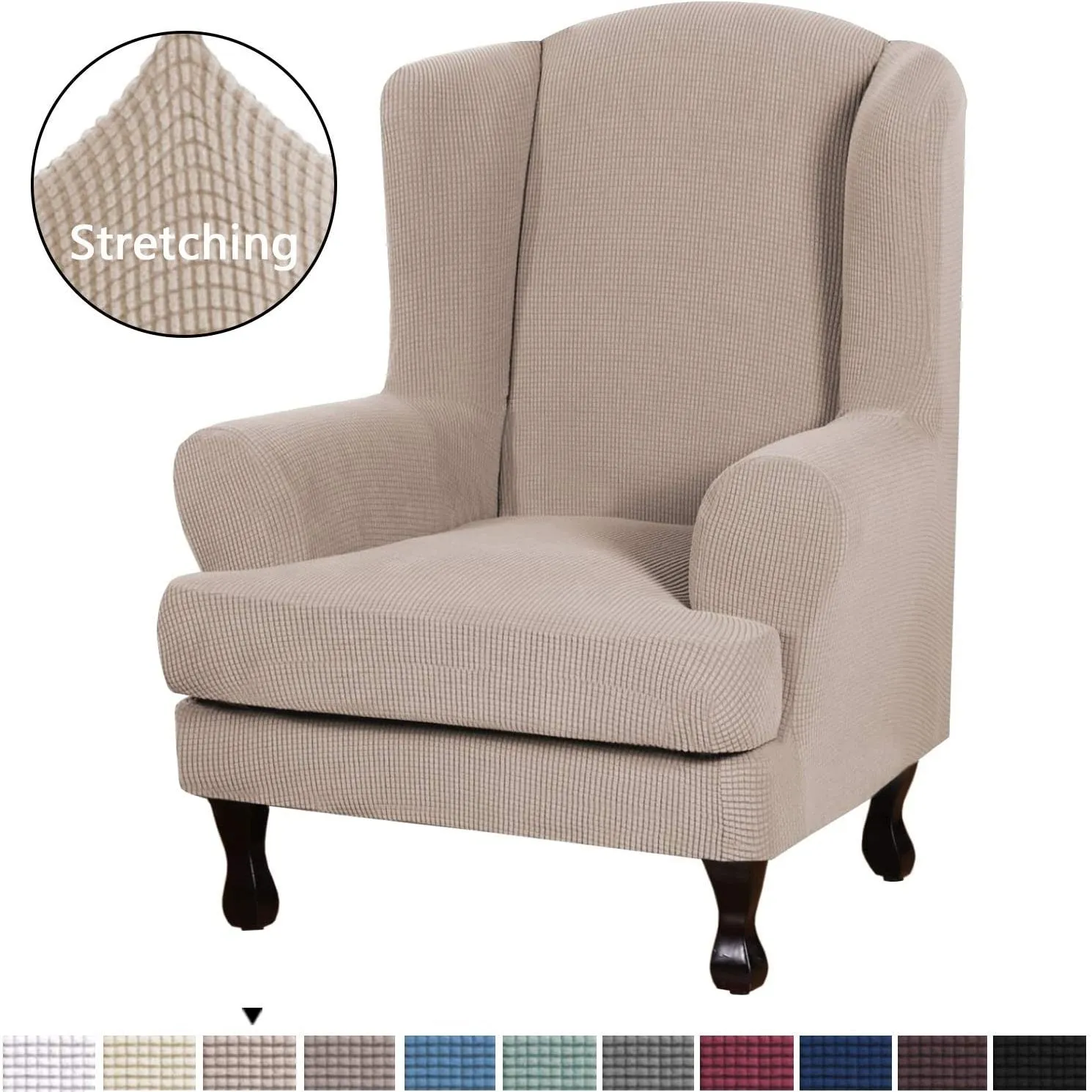 Split Stretch Wing Back Armchair Slipcovers (2 Pieces)