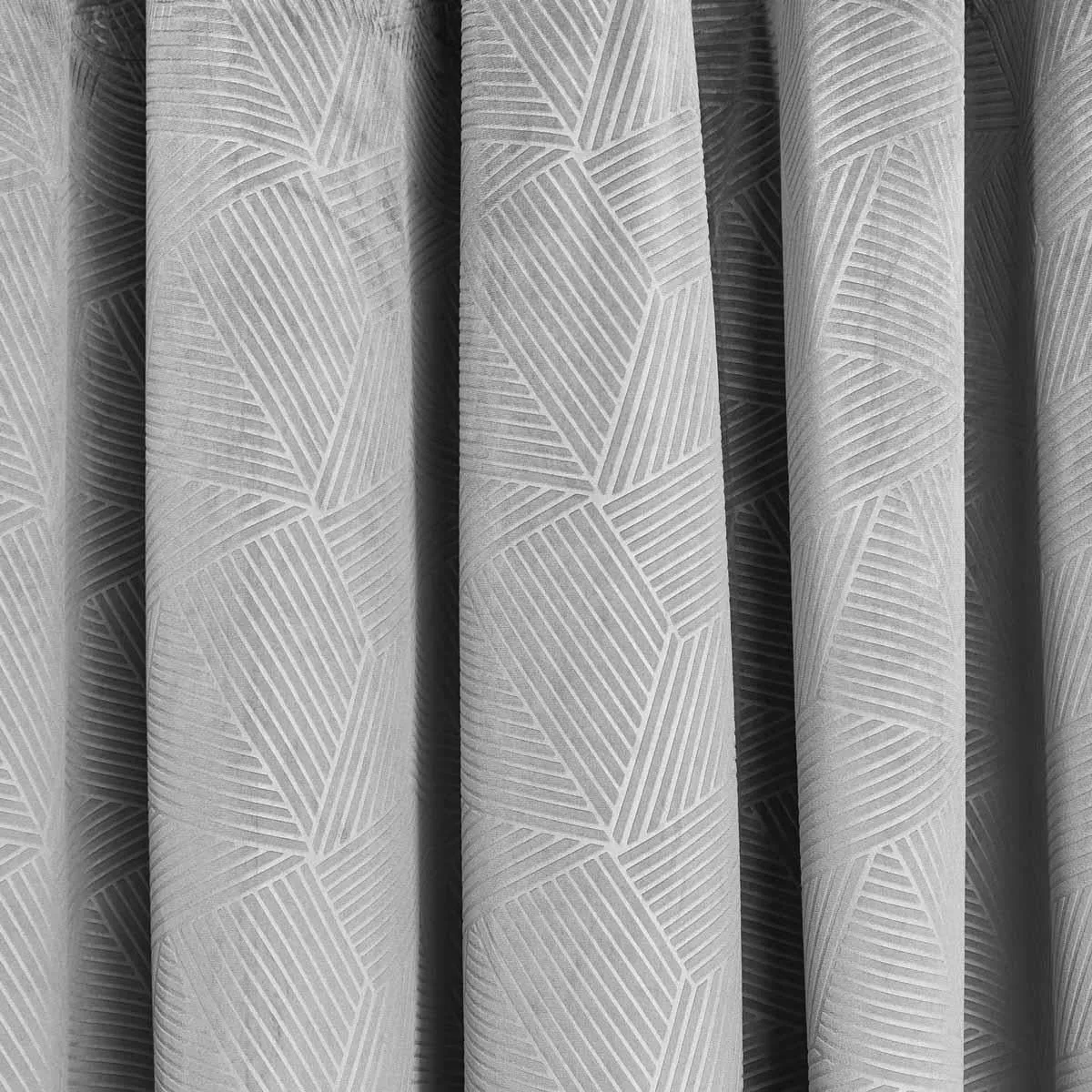 Thermal Blackout Eyelet Curtains Embossed Velvet Woven Silver