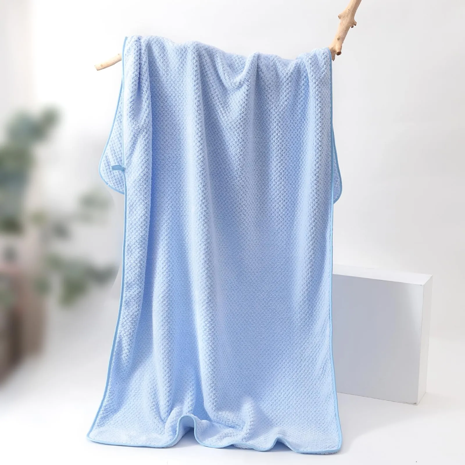Urbane Home Bath Towel for Men, Women|280 GSM|Extra Soft & Fade Resistant|Polyester Towels for Bath|Bathing Towel, Bath Sheet (Blue)